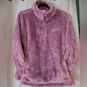 Columbia Womens 1/4 Zip Sherpa Fleece Coat Jacket Size L Purple